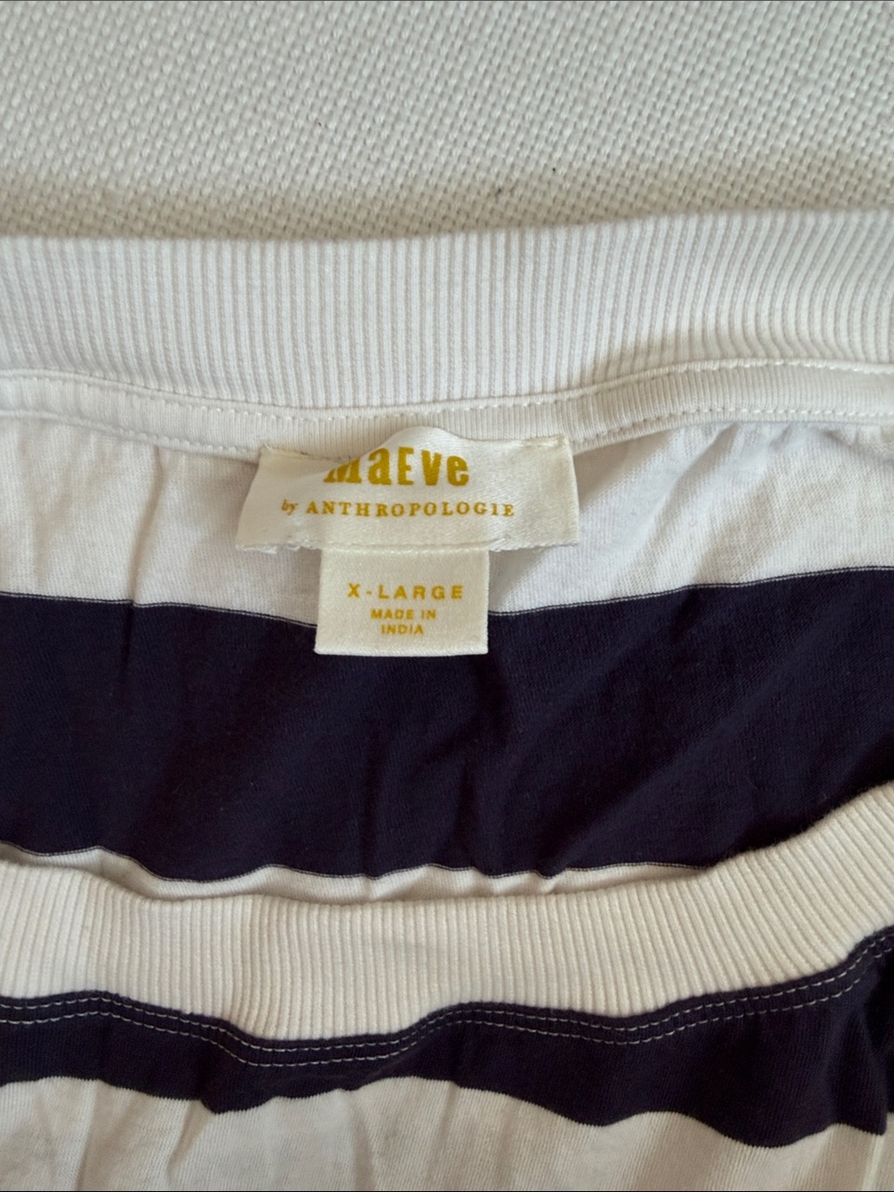 Maeve by Anthropologie Striped Tie-Front Women’s Top in Navy and White - Picture 3 of 4